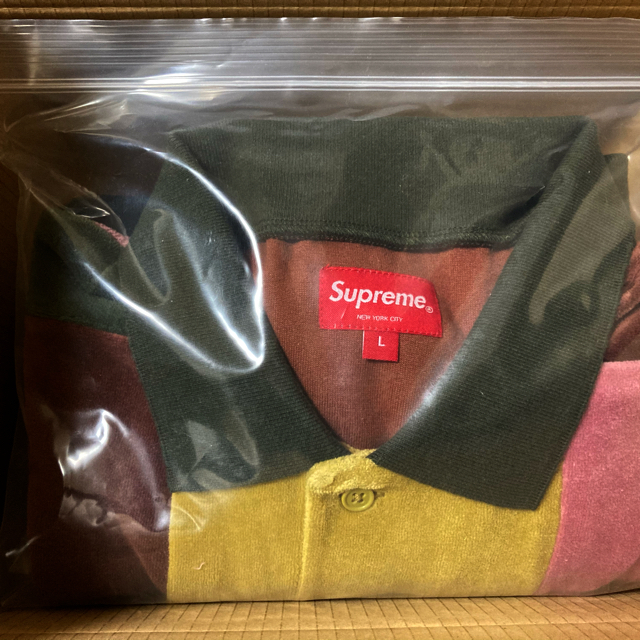 supreme patchwork velour polo  Lサイズ