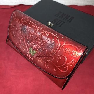 アナスイ(ANNA SUI)のANNA SUI  アナスイ　長財布　がまぐち　メタリックレッド　レザー(財布)