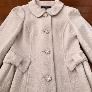 M’s GRACY 美品✨アンゴラ混 お花パールボタンコート リボン 38