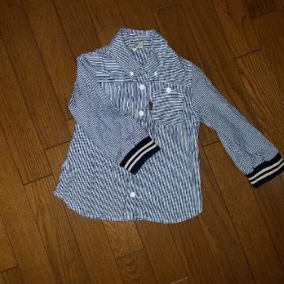 エフオーキッズ(F.O.KIDS)の新品同様　F.Oキッズ　デニム生地　ボタンダウン　シャツ　100センチ(Tシャツ/カットソー)