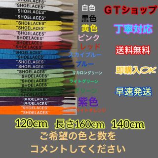 シューレース 靴紐 平紐　レッド　スカイブルー　160cm 各一足分(スニーカー)