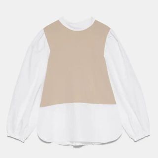 ザラ(ZARA)のZARA コントラスト素材ポプリントップス(シャツ/ブラウス(長袖/七分))