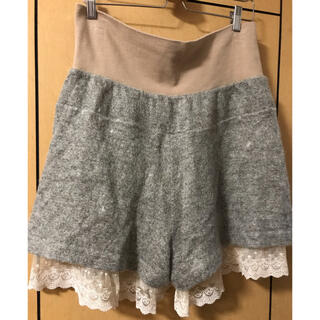 フランシュリッペ(franche lippee)のシェリーラファム ウール混 暖かショートパンツ レース付きキュロットfl5(ショートパンツ)