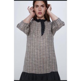 ザラ(ZARA)のZARA ツイードワンピースXS(ひざ丈ワンピース)