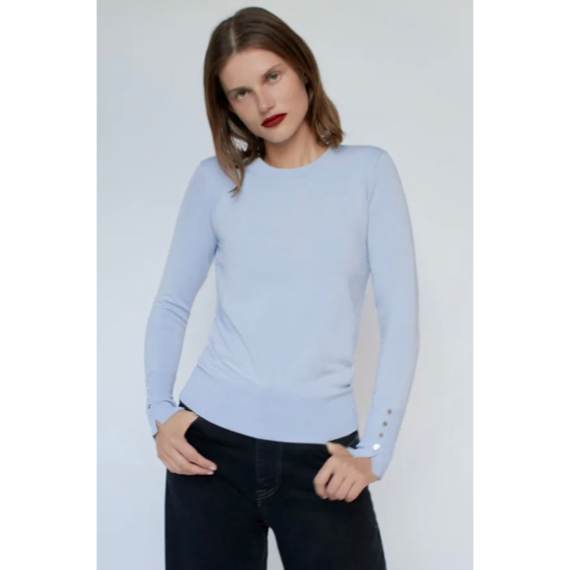 ZARA ベーシックニットセーター アイスブルー S