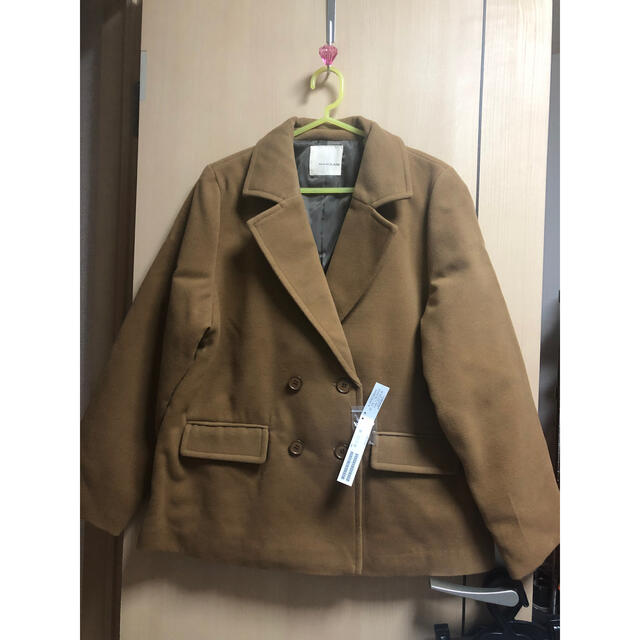 MELROSE claire - 両面起毛暖かメルトンピーコート キャメル Lサイズ