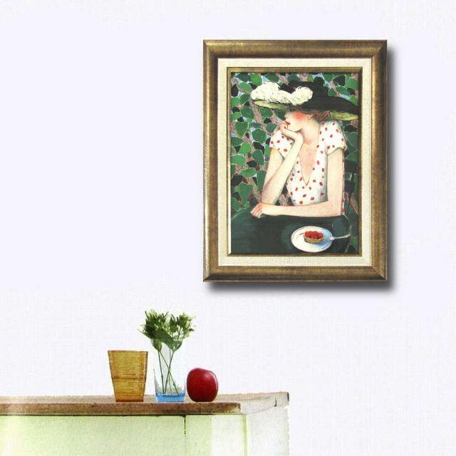 ★ カシニョール『甘い誘惑』複製画 人物画　女性画　美人画　テーブル　帽子 3