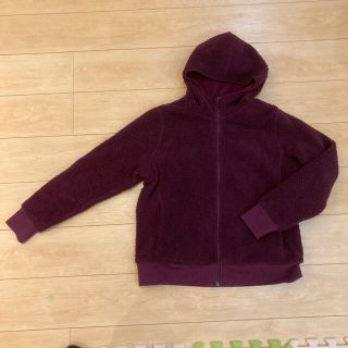 ユニクロ(UNIQLO)の美品ユニクロブロックテックフリースボアパーカー PURPLE XL  (パーカー)