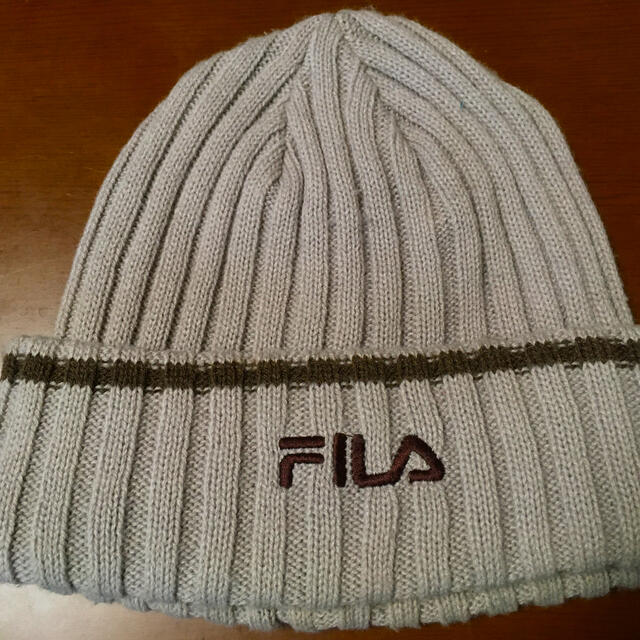 90s FILA ウール クラッシャーハット ニット 帽子 白 アイボリー