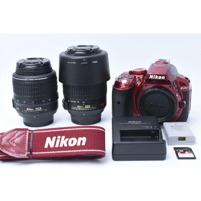 ★美品★ Nikon D5300 ダブルレンズセット （メタルレッド）スマホ/家電/カメラ