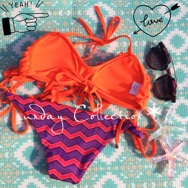 オレンジ×フリンジ◎ビキニ水着サマー夏海 レディースの水着/浴衣(水着)の商品写真