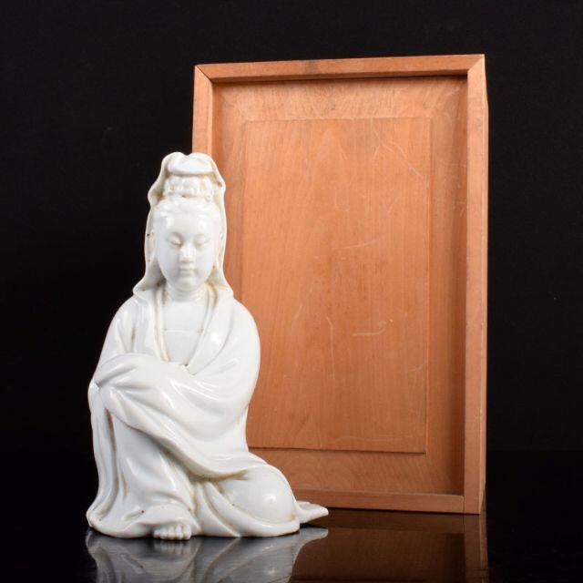 中国 徳化窯 白磁 観音像 仏像 置物 時代箱付 M R3072 中国 徳化窯 白磁 観音像 仏像 置物 時代箱付 M R3072