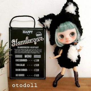 otodoll・水色ボブの黒猫ちゃん・ミディアイシードール・カスタム