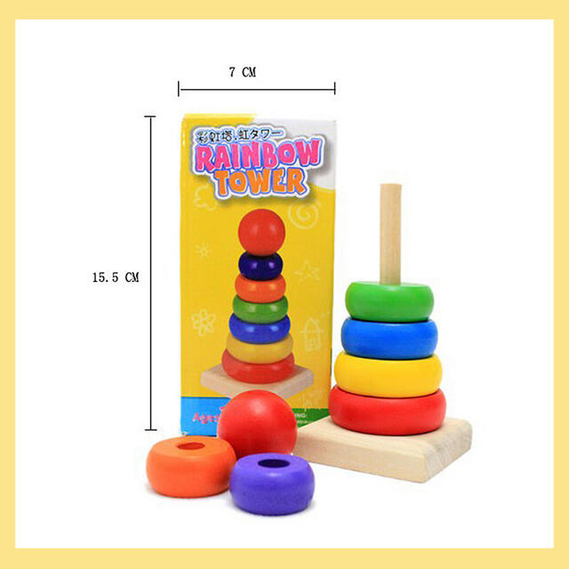 バランスゲーム　レインボータワー　知育玩具　カラフル積み木　1歳2歳　木製　玩具 キッズ/ベビー/マタニティのおもちゃ(積み木/ブロック)の商品写真
