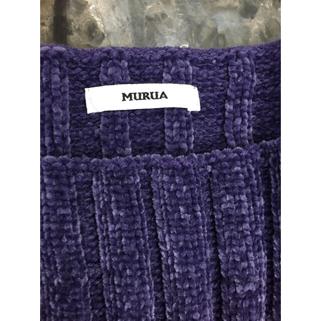 MURUA(ムルーア)のMURUA ボートネックモールニット ウエストベルト付き レディースのトップス(ニット/セーター)の商品写真