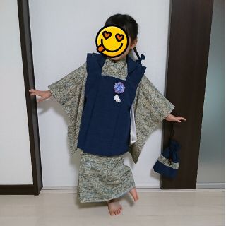 新品☆ 七五三 ３歳 着物セット 〜着物＋被布＋長襦袢＋バッグ～ 男の子用(和服/着物)