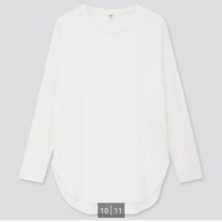 ユニクロ(UNIQLO)のコットンロングシャツテール Lサイズ タグ付き(Tシャツ/カットソー(七分/長袖))