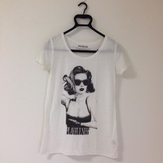 ムルーア(MURUA)のMURUA  柄入り白Tシャツ 半袖(Tシャツ(半袖/袖なし))