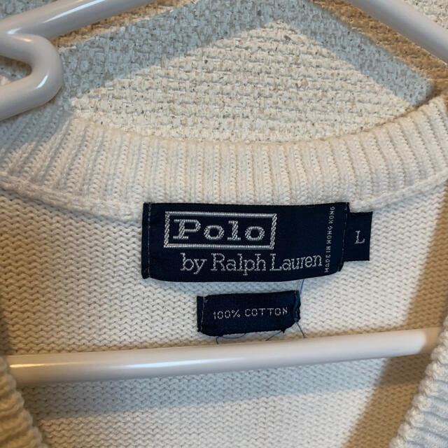 POLO RALPH LAUREN(ポロラルフローレン)の古着 ポロラルフローレン 白ベストニット メンズのトップス(ベスト)の商品写真