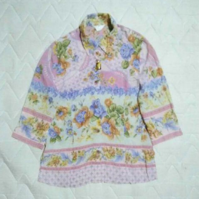 vintage ロココ総柄フレンチシルクブラウス jantiques itimiMarionvintage