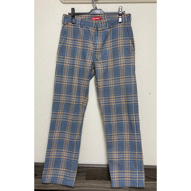 Supreme 19ss Work Pant blue plaid 30