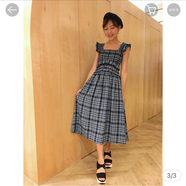 【美品】♡スナイデル♡シャーリングチェックワンピース☆ベージュ