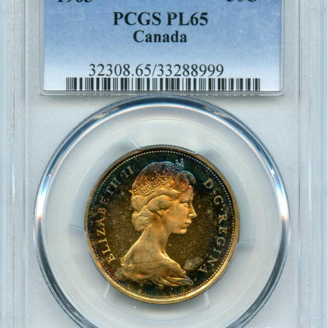 1965 カナダ50セント銀貨 pcgs プルーフ 美トーン アンティークコイン