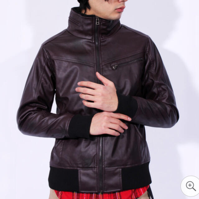 シングル ライダースジャケット PUレザー メンズのジャケット/アウター(ライダースジャケット)の商品写真