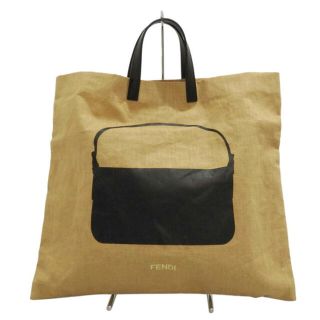 フェンディ(FENDI)の美品　フェンディ　リネンレザートートバッグ(トートバッグ)