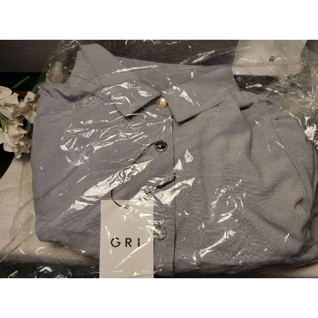 GRL(グレイル)の【GRL】リボン付きフロントボタンブラウス　ブルー レディースのトップス(シャツ/ブラウス(長袖/七分))の商品写真