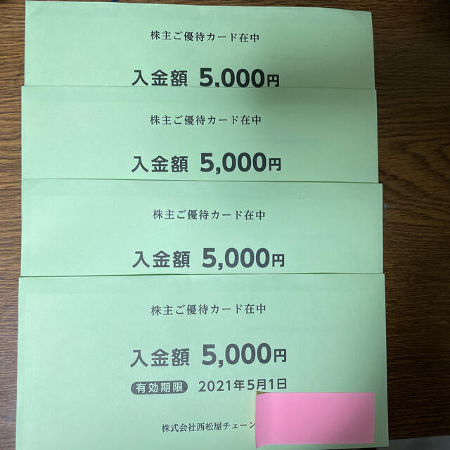 西松屋(ニシマツヤ)の西松屋チェーン 株主優待 カード 20000円 期限2021年5月1日 チケットの優待券/割引券(ショッピング)の商品写真