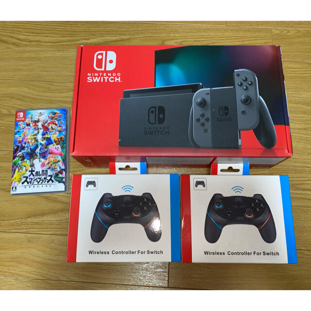 ニンテンドースイッチ本体+大乱闘カセット+ワイヤレスコントローラー2個