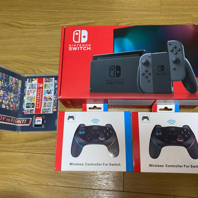 ニンテンドースイッチ本体+大乱闘カセット+ワイヤレスコントローラー2個