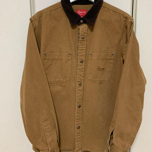 Supreme Script Canvas Snap Shirt brown-