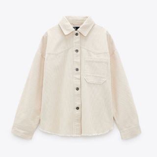 ザラ(ZARA)のZARA　コーデュロイシャツジャケット　エクリュ　S(ミリタリージャケット)