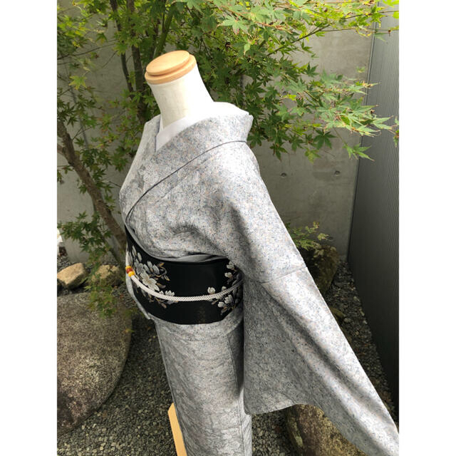 色無地 ふくれ織 辻ヶ花 長春色 正絹 反物-