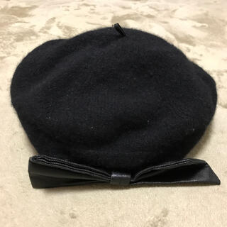 マークバイマークジェイコブス(MARC BY MARC JACOBS)のマークバイマークジェイコブス ウール アンゴラ ベレー帽 リボン 黒 0 S(ハンチング/ベレー帽)