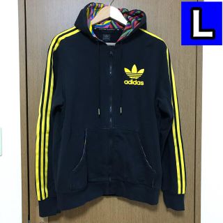 アディダス(adidas)のアディダスオリジナルス　ジップアップパーカー　黒　Lサイズ　裏起毛(パーカー)