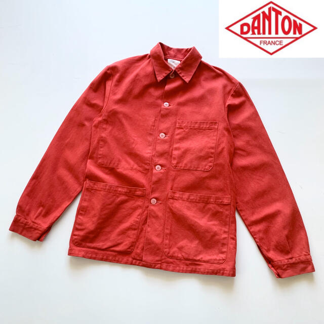 DANTON(ダントン)の希少 ヴィンテージ DANTON コットンツイルカバーオール レッド 34 レディースのジャケット/アウター(ブルゾン)の商品写真