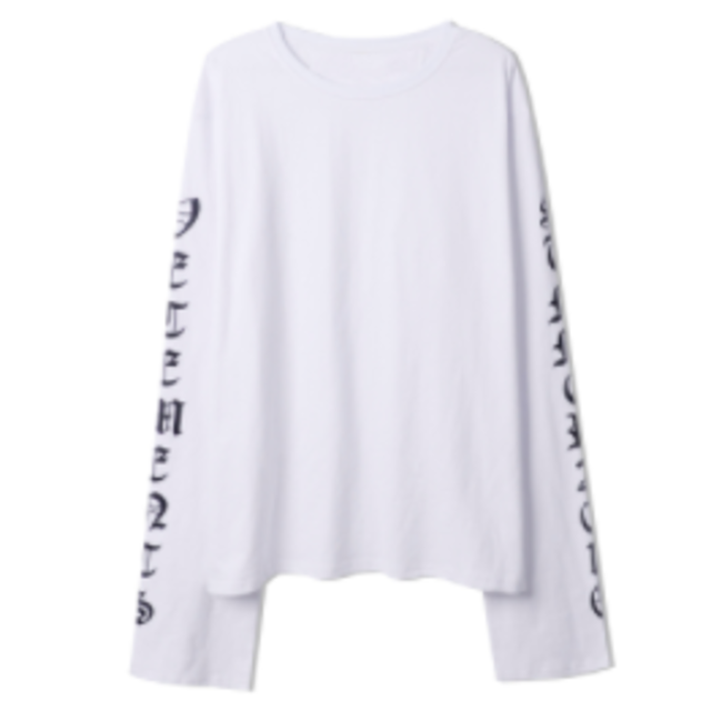 韓国 ファッション ストリート ロンT ユニセックス 男女兼用 ホワイト メンズのトップス(Tシャツ/カットソー(七分/長袖))の商品写真