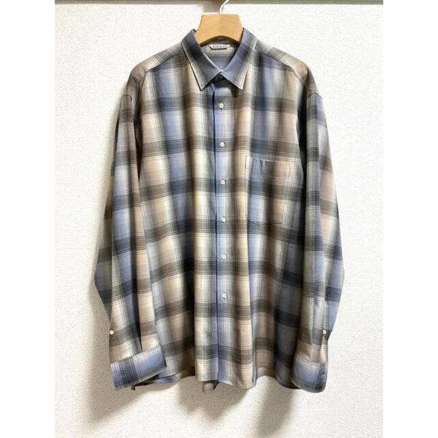 返品不可】 AURALEE 20AW スーパーライトウール チェック シャツ