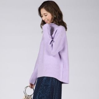 クイーンズコート(QUEENS COURT)の新品♡QUEENS COURT♡後ろスリットタートルニット パープル(ニット/セーター)