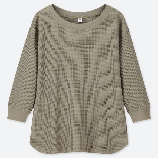 UNIQLO(ユニクロ)のUNIQLO　ワッフルクルーネックt　7分丈 レディースのトップス(Tシャツ(長袖/七分))の商品写真