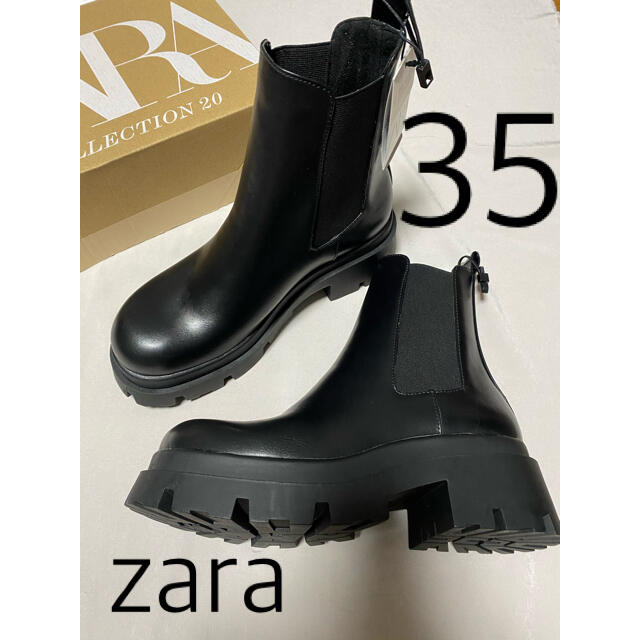 ZARA(ザラ)のZARA トラックソール付きローヒールアンクルブーツ　35 レディースの靴/シューズ(ブーツ)の商品写真