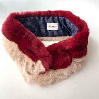 フルラ(Furla)のフルラ ファーマフラー レッキス ティペット つけ襟 レッドベージュ(マフラー/ショール)