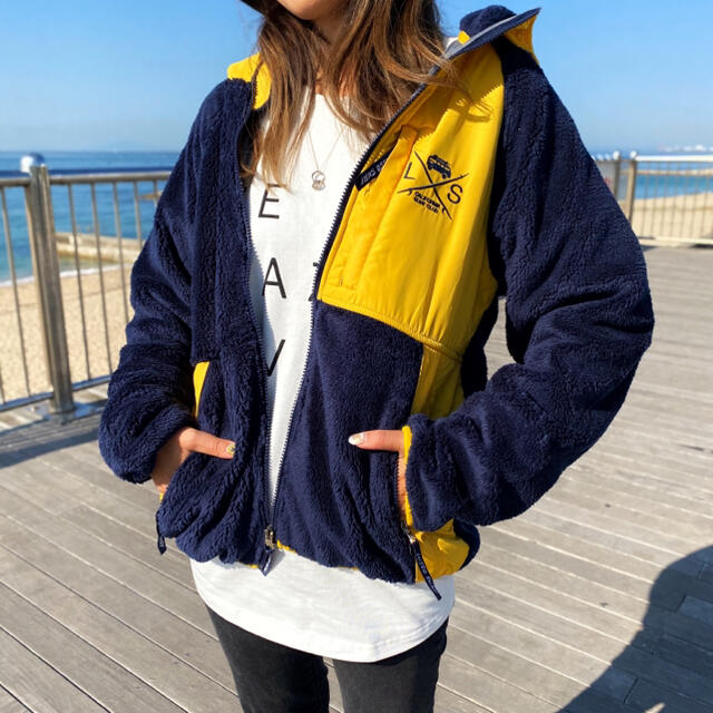 西海岸系　LUSSO SURF フリースジャケット　ブルゾン　Sサイズカラーyellow×navy