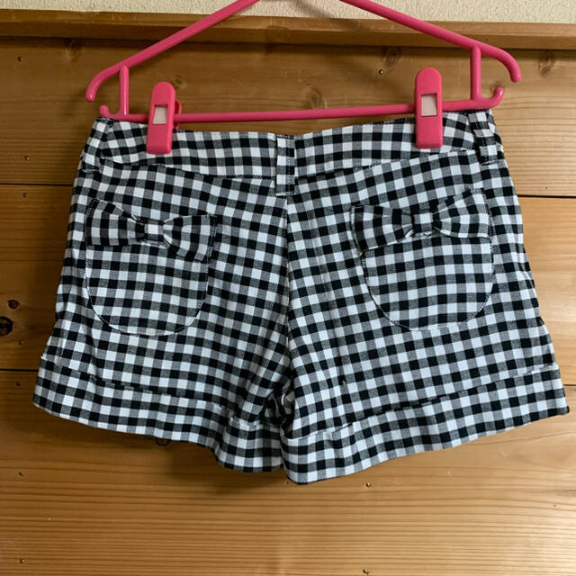 【☆420】キッズ160cm ショートパンツ　黒白チェック キッズ/ベビー/マタニティのキッズ服女の子用(90cm~)(パンツ/スパッツ)の商品写真