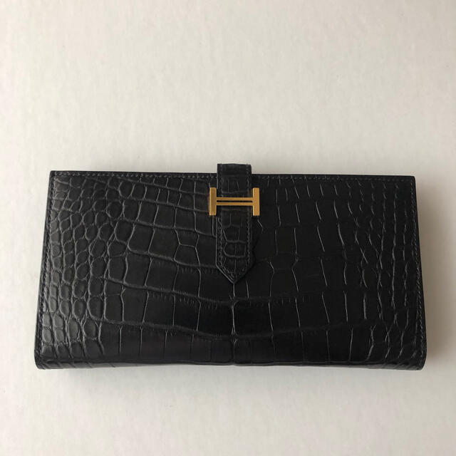 HERMES ベアン　クロコ　長財布　財布