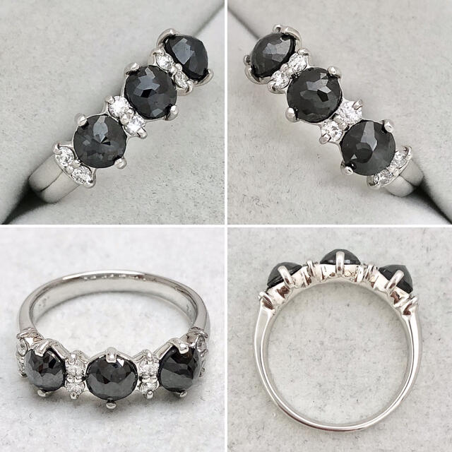 ブラック ダイヤ ダイヤモンド 1.83ct Pt900 プラチナ リング 指輪 レディースのアクセサリー(リング(指輪))の商品写真
