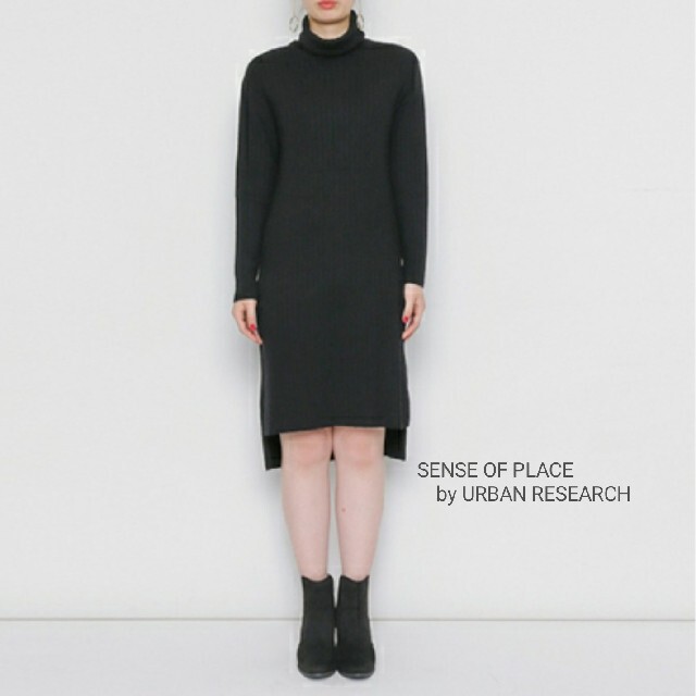 SENSE OF PLACE by URBAN RESEARCH(センスオブプレイスバイアーバンリサーチ)のSENSE OF PLACE タートルネック　リブニットワンピース レディースのワンピース(ひざ丈ワンピース)の商品写真